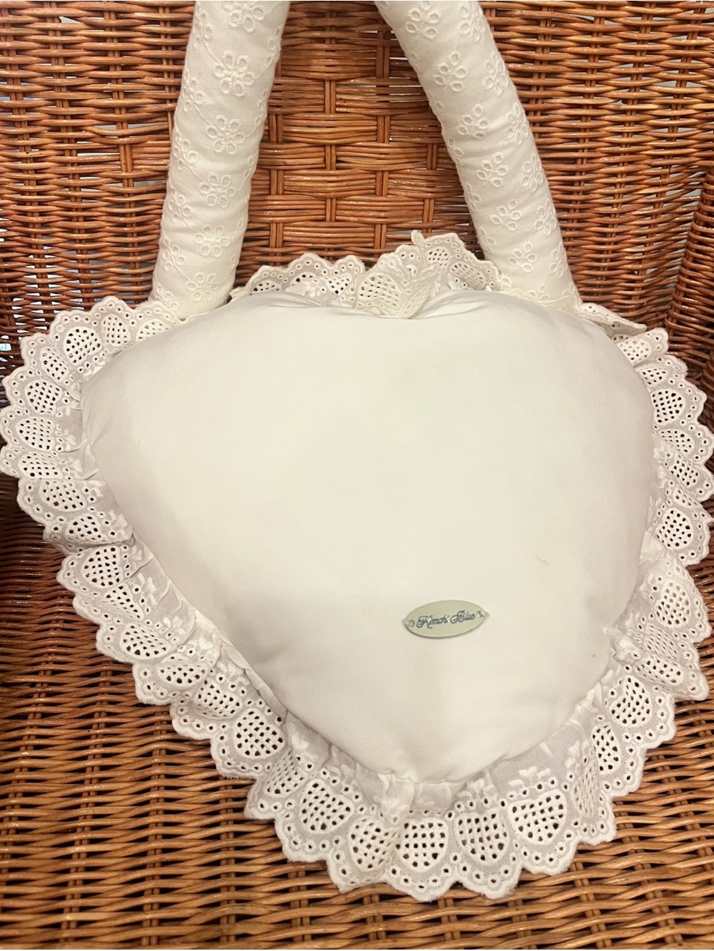 Kimchi Blue White Heart Lace Accent Pillow
